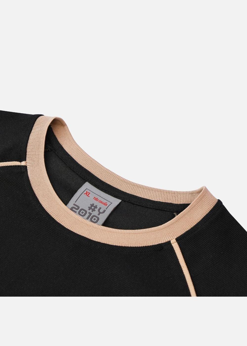 Áo Thun Waffle Line Art Co Giãn Seventy Seven 46 Đen - YaMe.vn