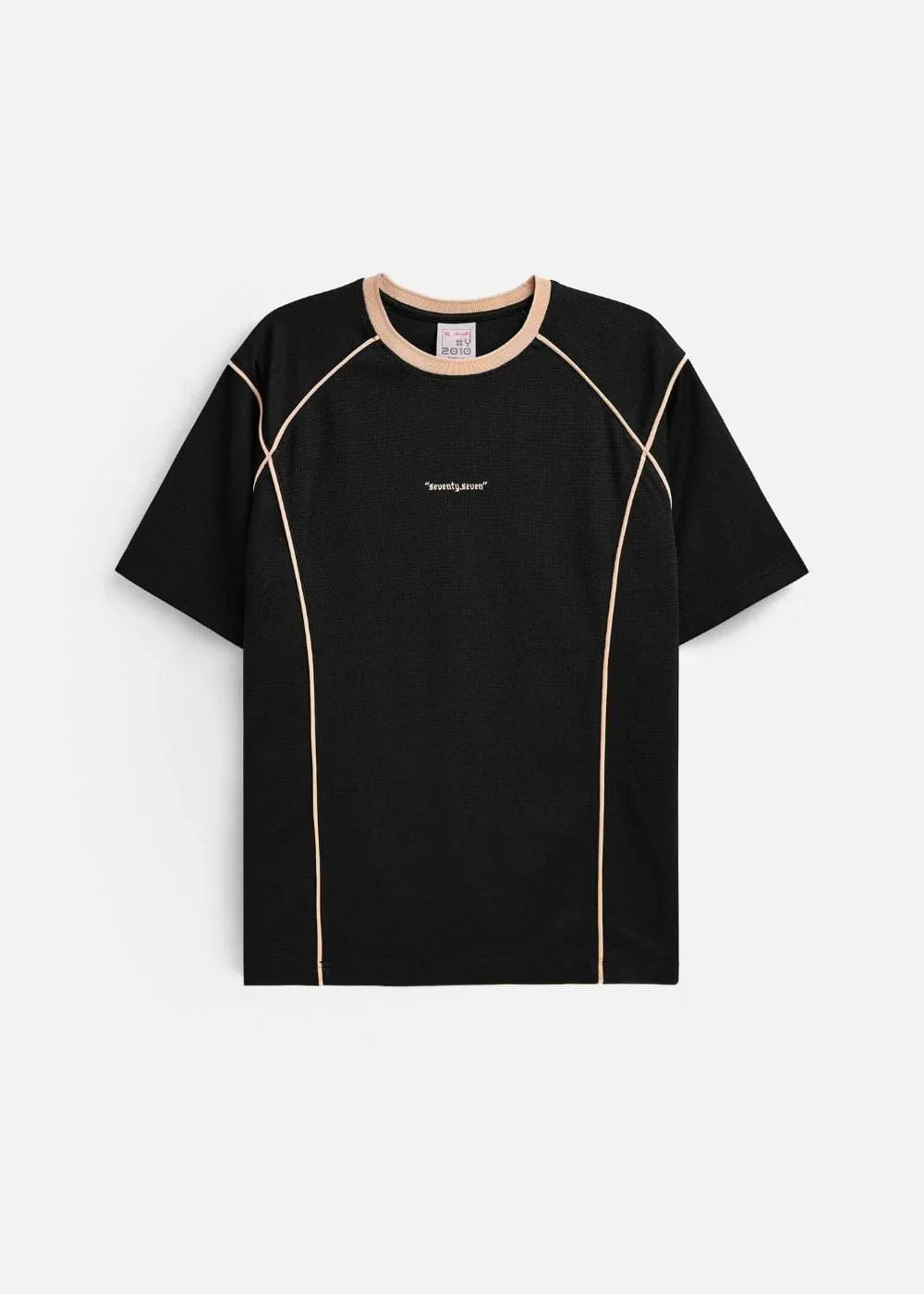 Áo Thun Waffle Line Art Co Giãn Seventy Seven 46 Đen - YaMe.vn