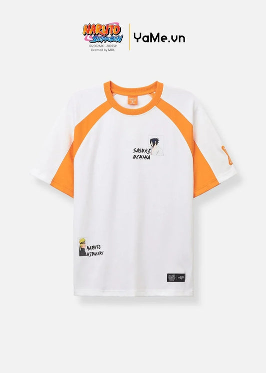 Áo Thun Tay Ngắn Vải Thermo Mesh Thoáng Mát Naruto 10 Trắng Cam - YaMe.vn