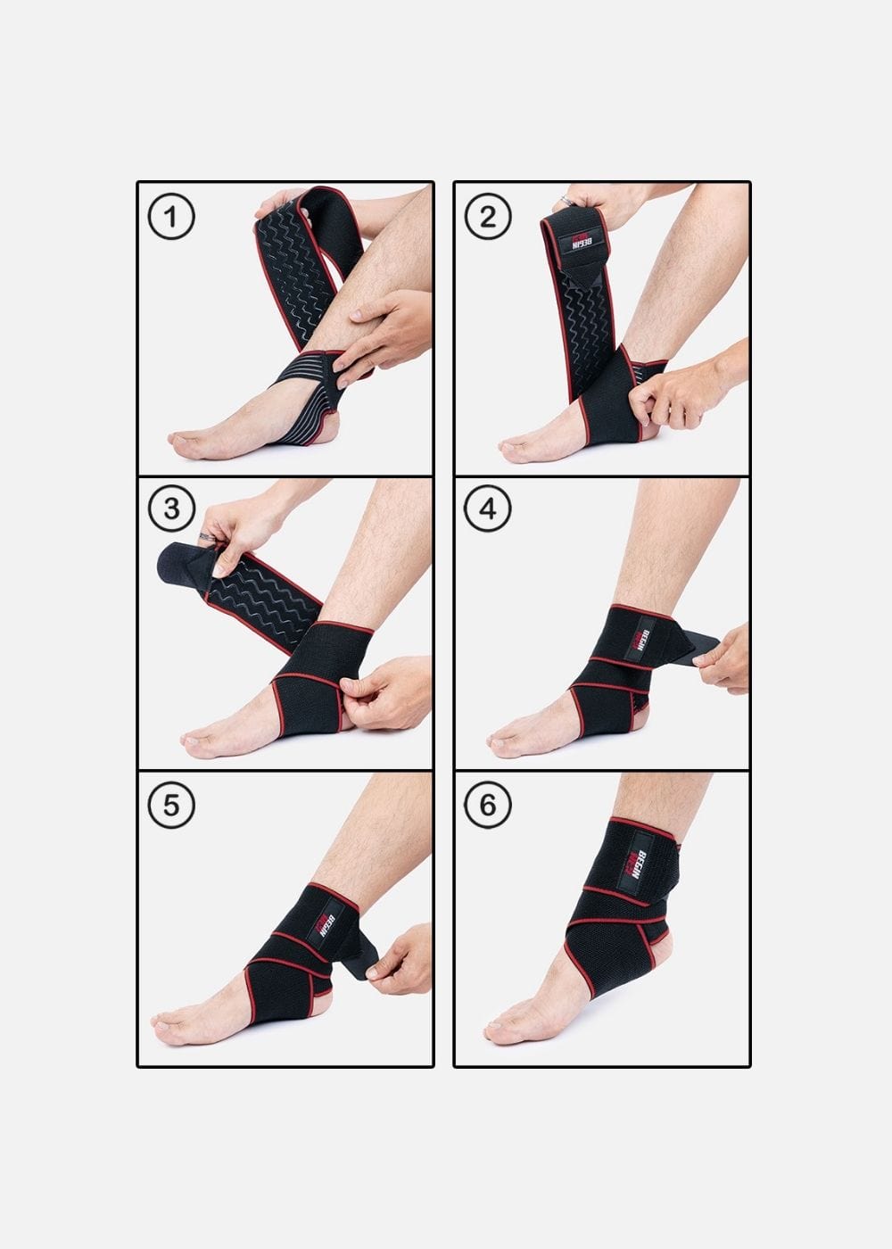 Phụ Kiện Thể Thao Băng Cuốn Bảo Vệ Cổ Chân Thể Thao Beginner 88 Đen Đỏ