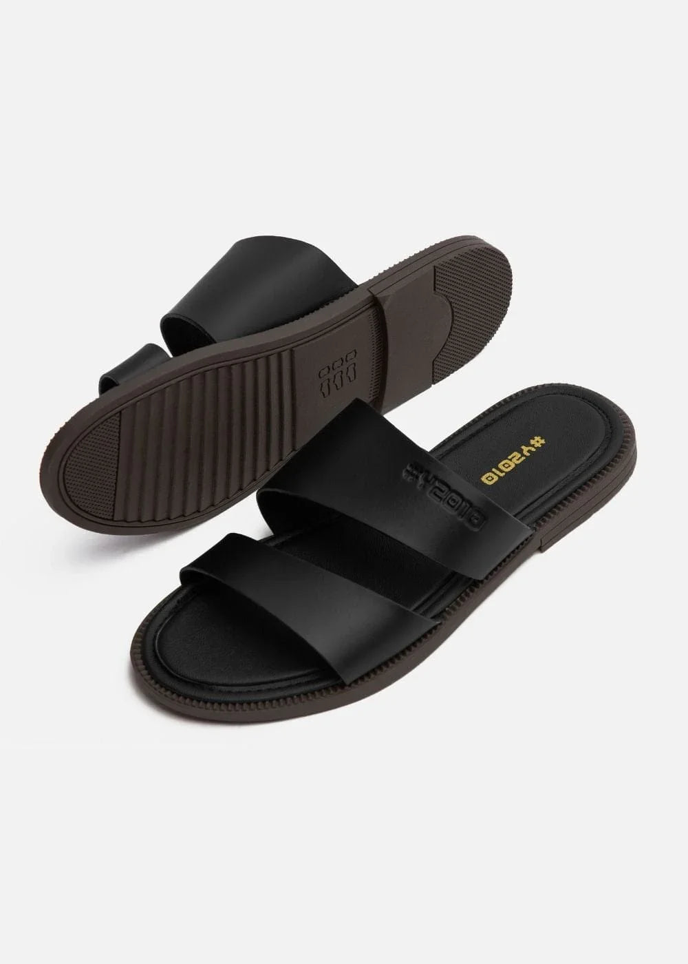 Dép Đế Thấp Two-strap Slides #Y2010 08 Đen - YaMe.vn