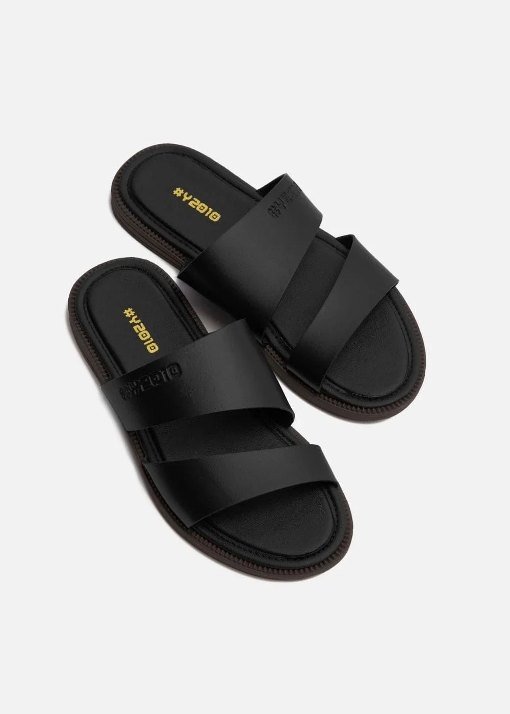 Dép Đế Thấp Two-strap Slides #Y2010 08 Đen - YaMe.vn