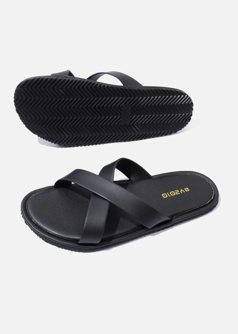 Dép Đế Thấp Two-strap Slides #Y2010 10 Đen - YaMe.vn