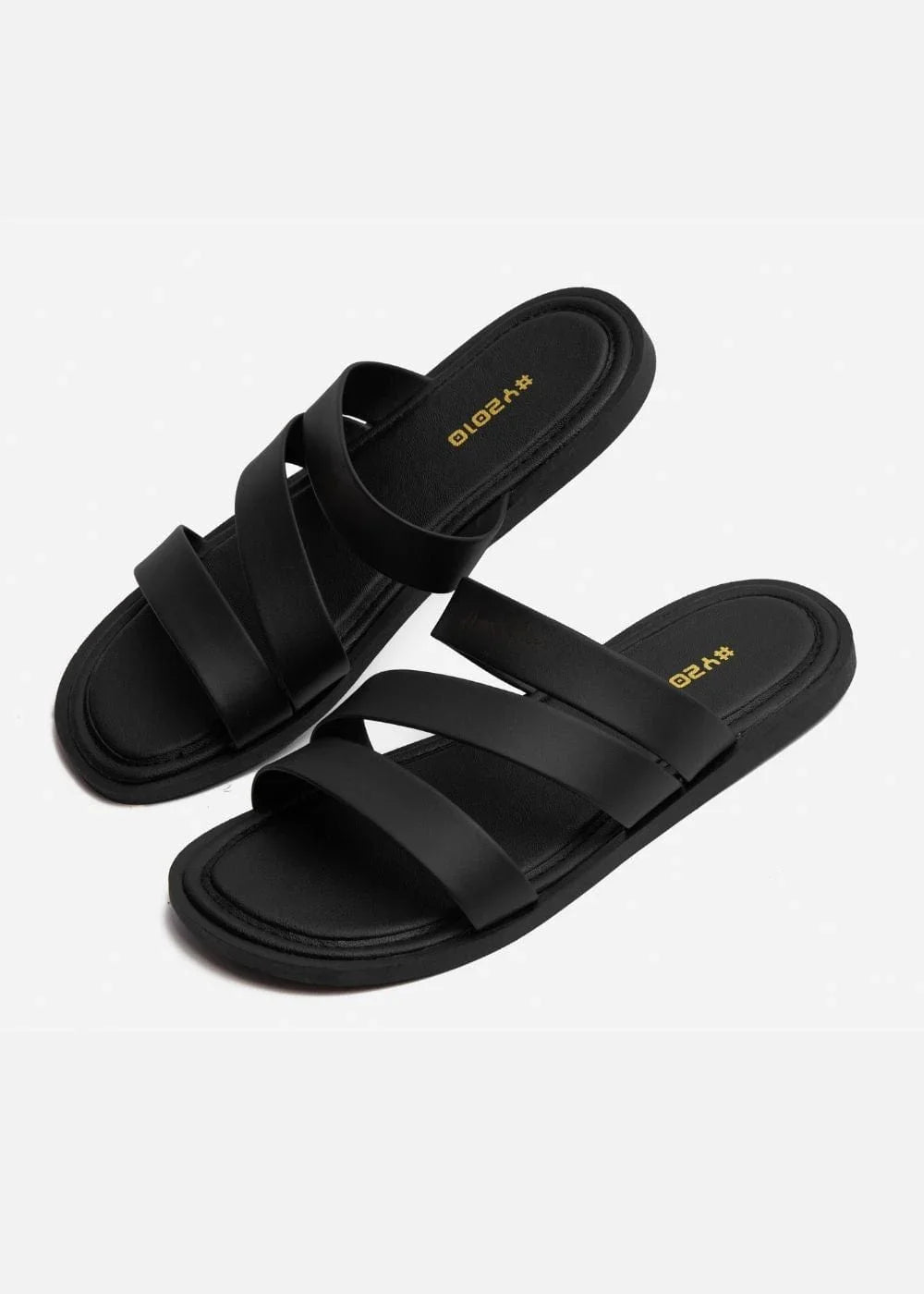 Dép Đế Thấp Multi-strap Slides #Y2010 12 Đen - YaMe.vn