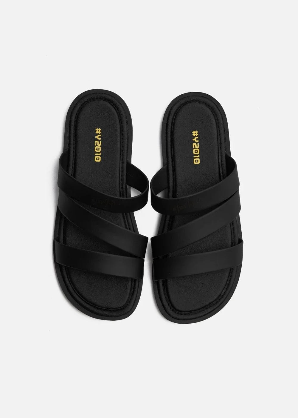 Dép Đế Thấp Multi-strap Slides #Y2010 12 Đen - YaMe.vn