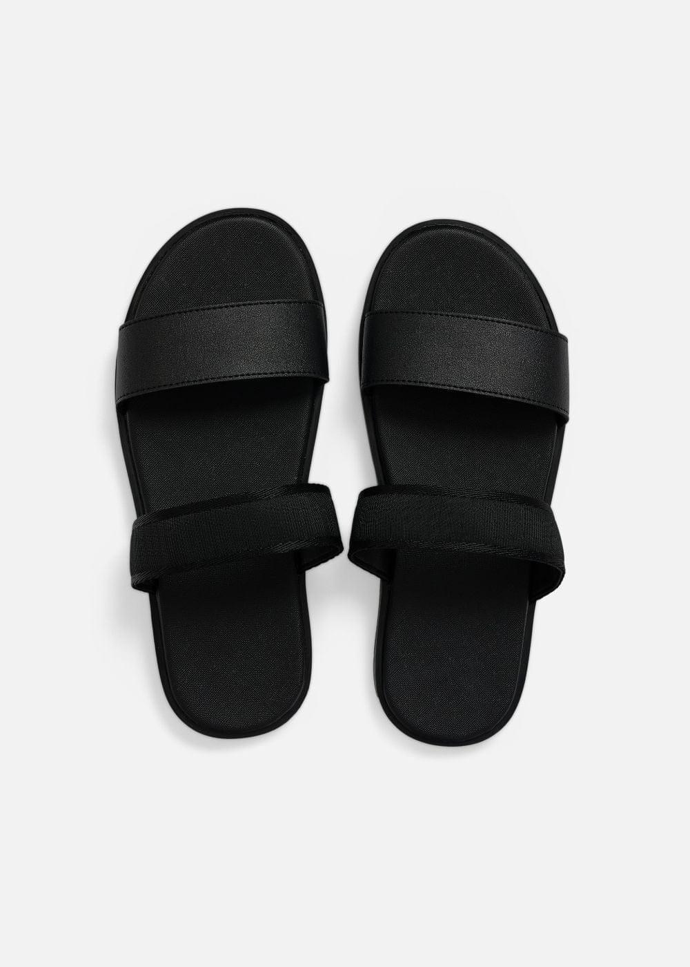 Dép Đế Thấp Two-strap Slides #Y2010 18 Đen - YaMe.vn