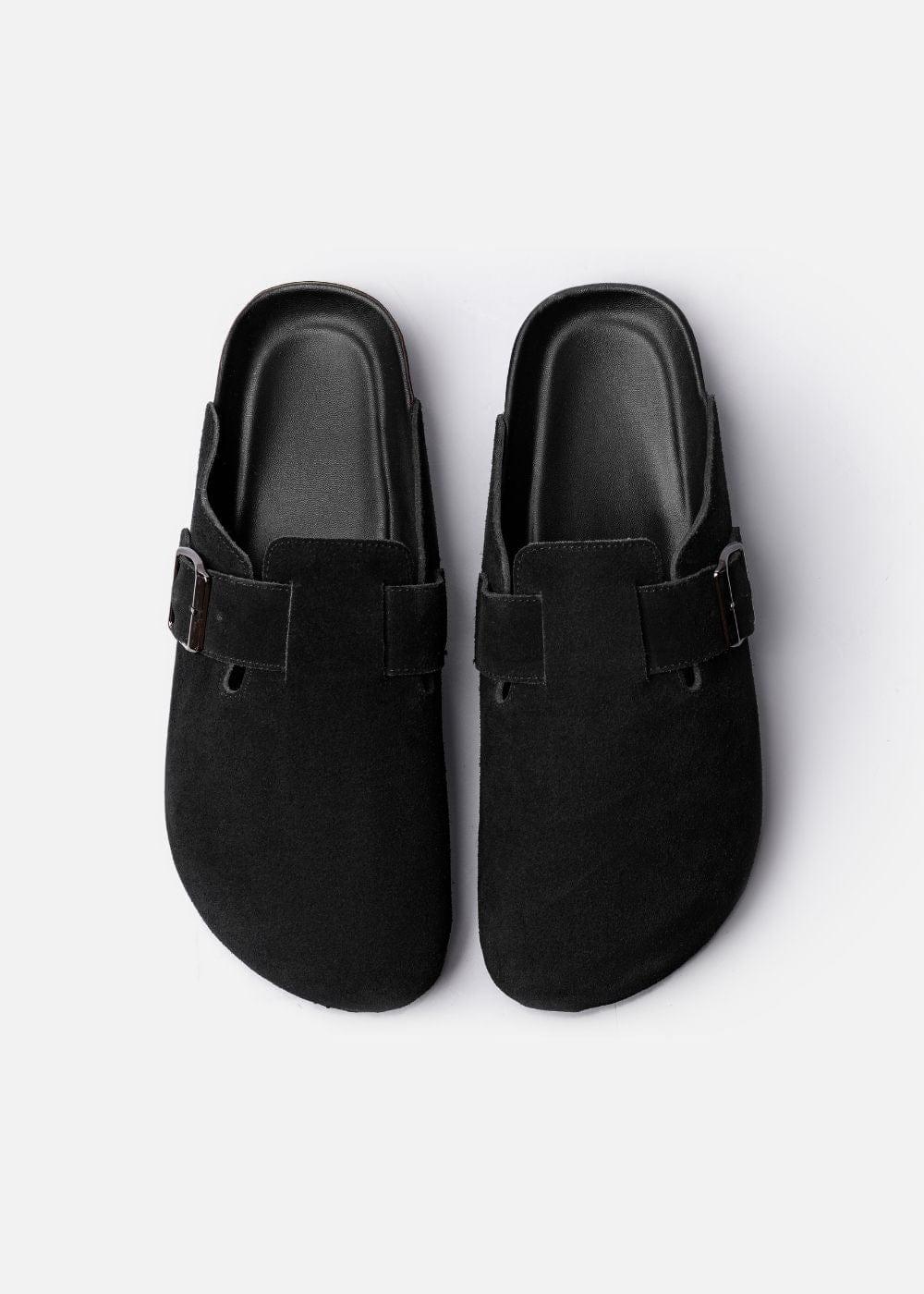 Dép Đế Trấu Mules Da Suede Mềm #Y2010 A001 Đen - YaMe.vn