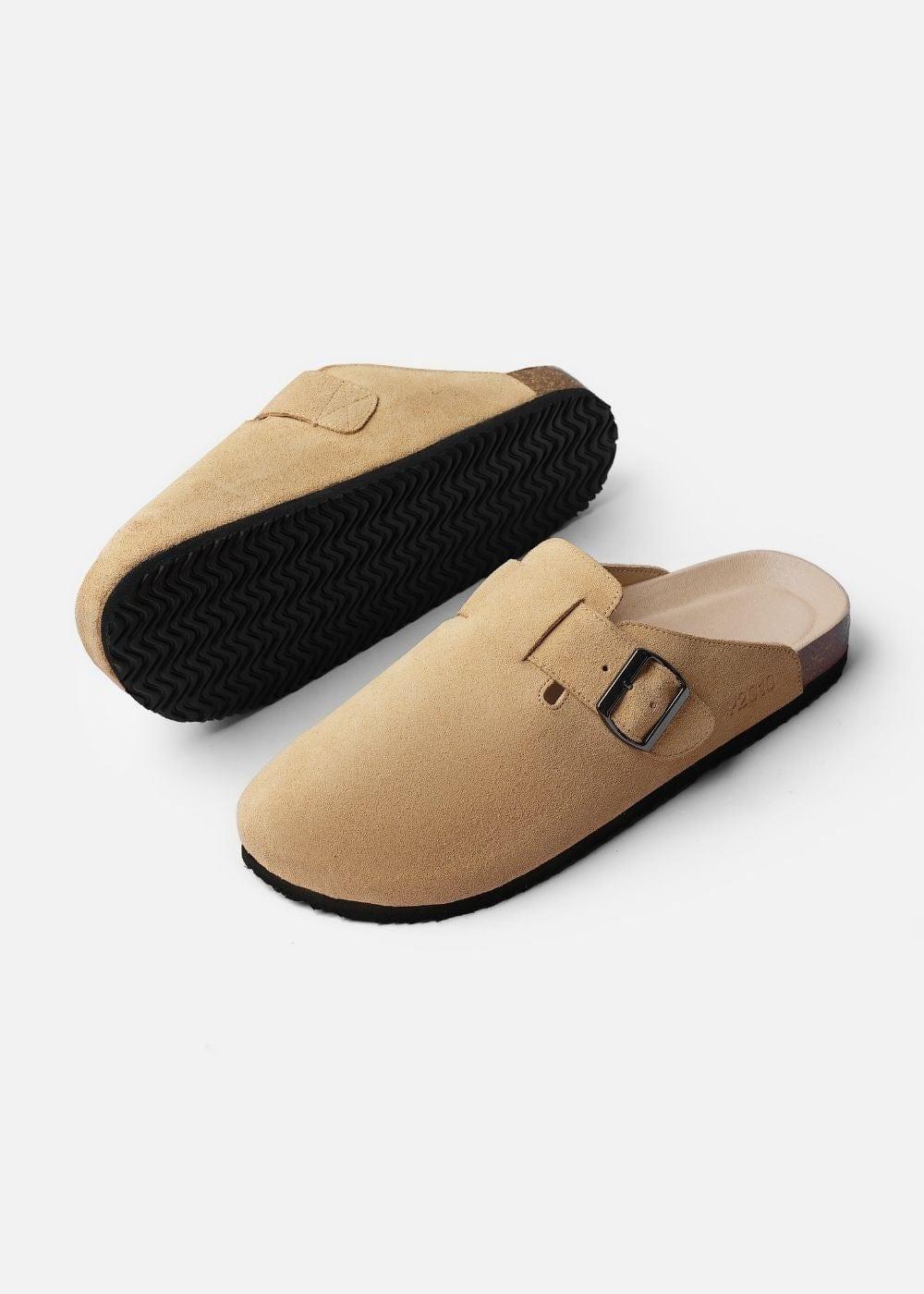 Dép Đế Trấu Mules Da Suede Mềm #Y2010 A001 Nâu - YaMe.vn