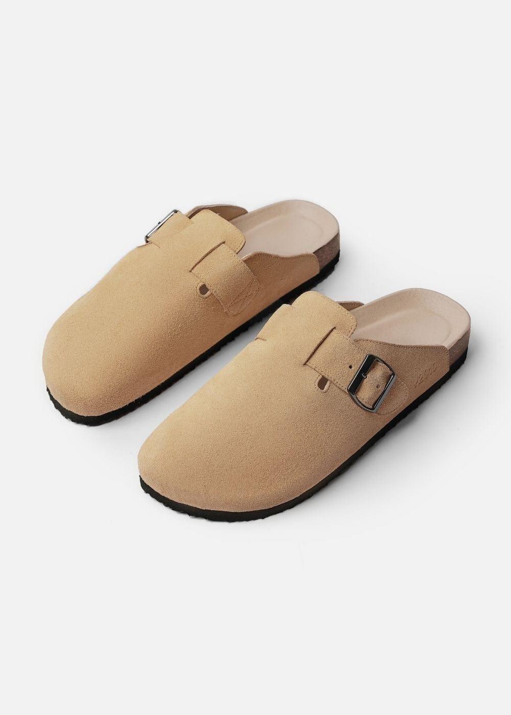 Dép Đế Trấu Mules Da Suede Mềm #Y2010 A001 Nâu - YaMe.vn