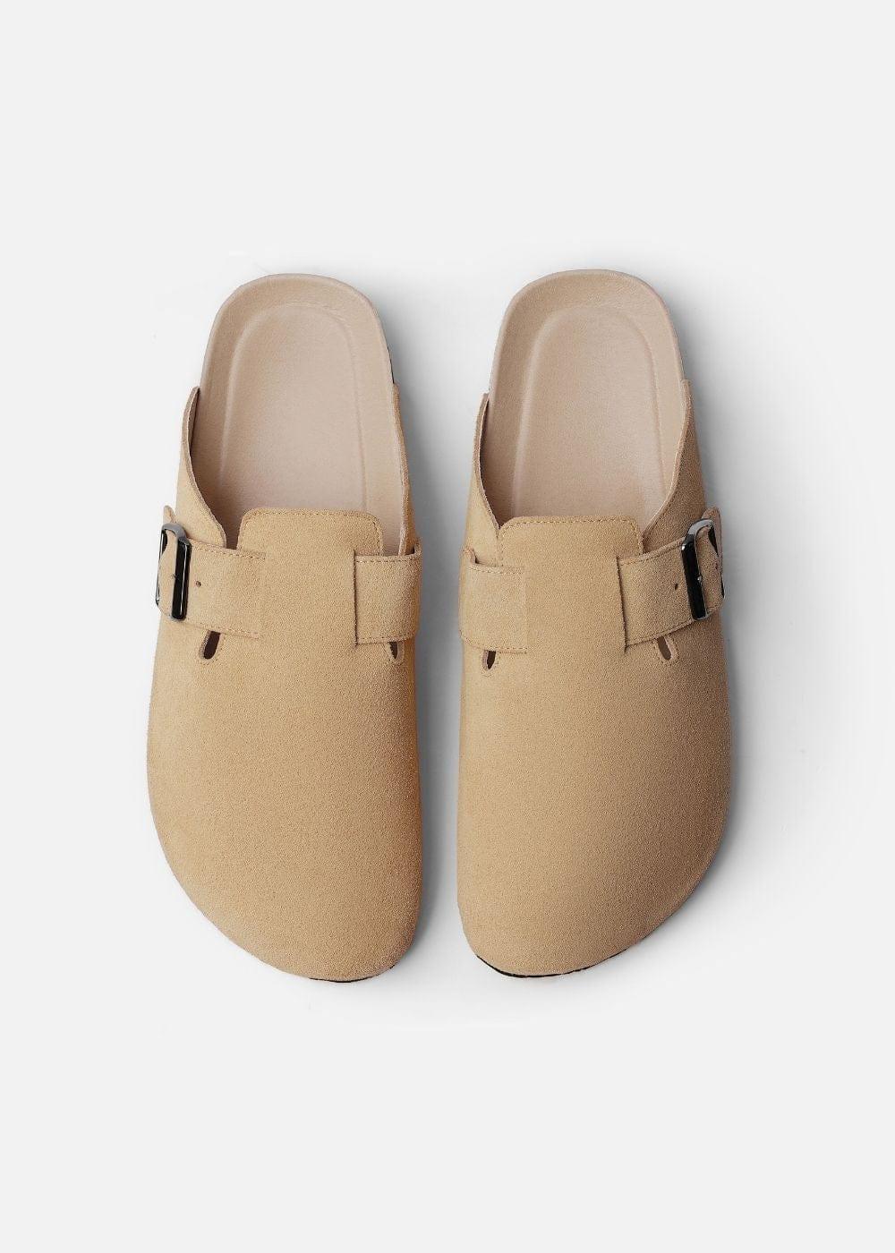 Dép Đế Trấu Mules Da Suede Mềm #Y2010 A001 Nâu - YaMe.vn