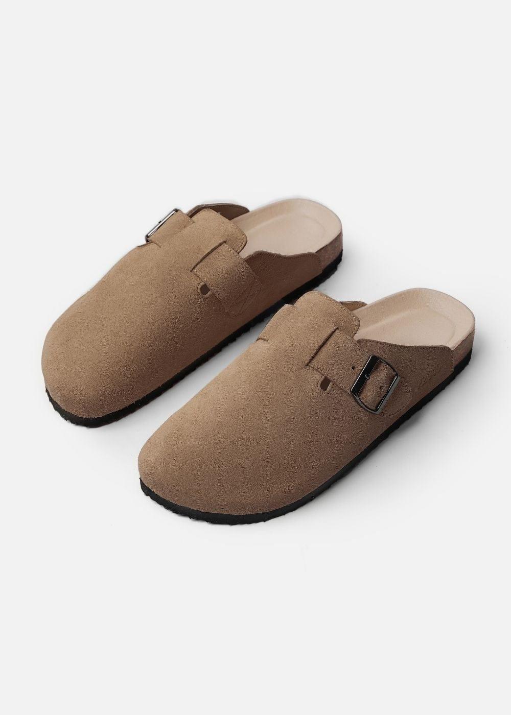 Dép Đế Trấu Mules Da Suede Mềm #Y2010 A001 Nâu Đậm - YaMe.vn