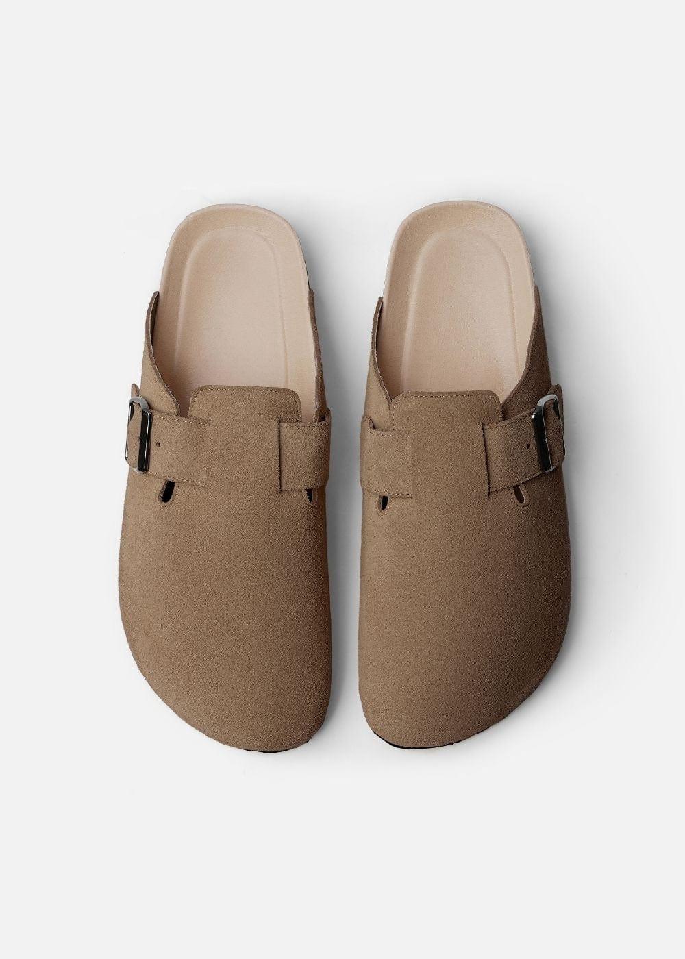 Dép Đế Trấu Mules Da Suede Mềm #Y2010 A001 Nâu Đậm - YaMe.vn