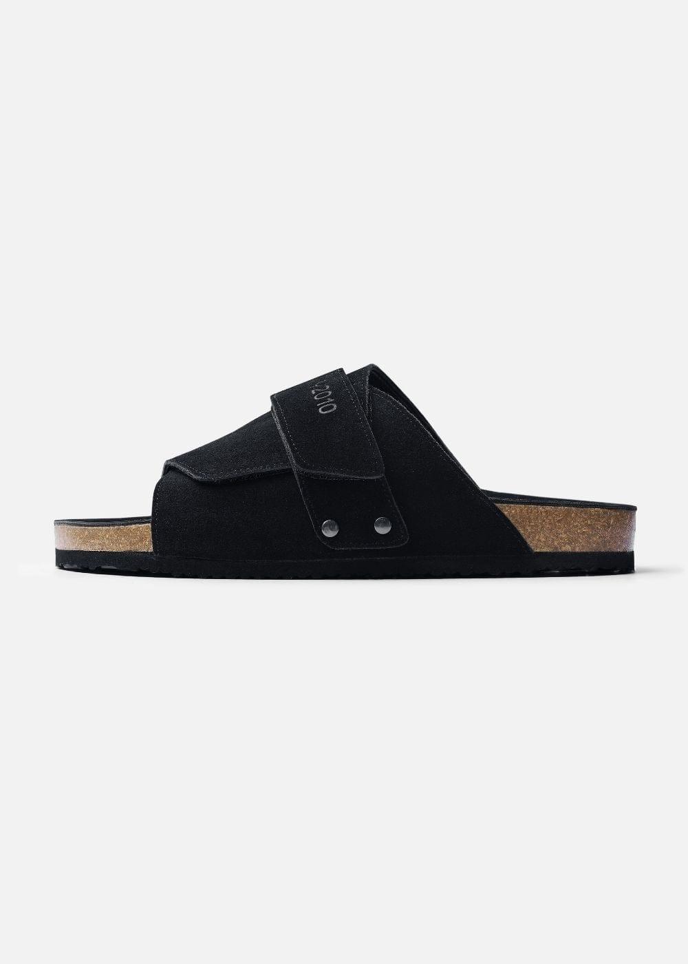 Dép Đế Trấu Slide Slipper Da Suede Mềm #Y2010 A002 Đen - YaMe.vn