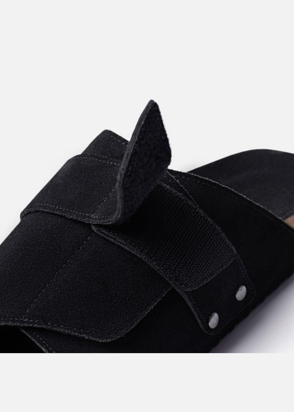 Dép Đế Trấu Slide Slipper Da Suede Mềm #Y2010 A002 Đen - YaMe.vn