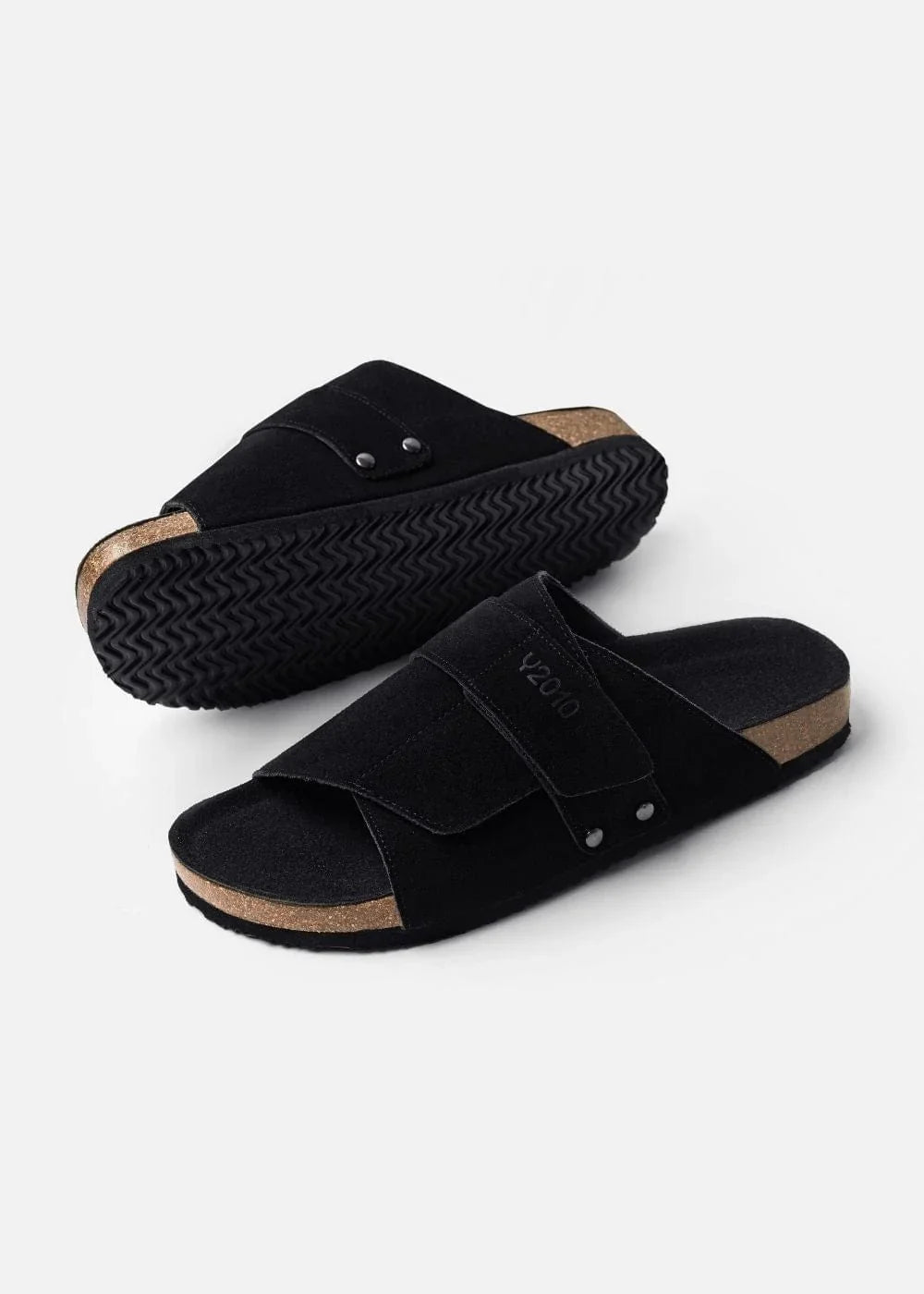 Dép Đế Trấu Slide Slipper Da Suede Mềm #Y2010 A002 Đen - YaMe.vn