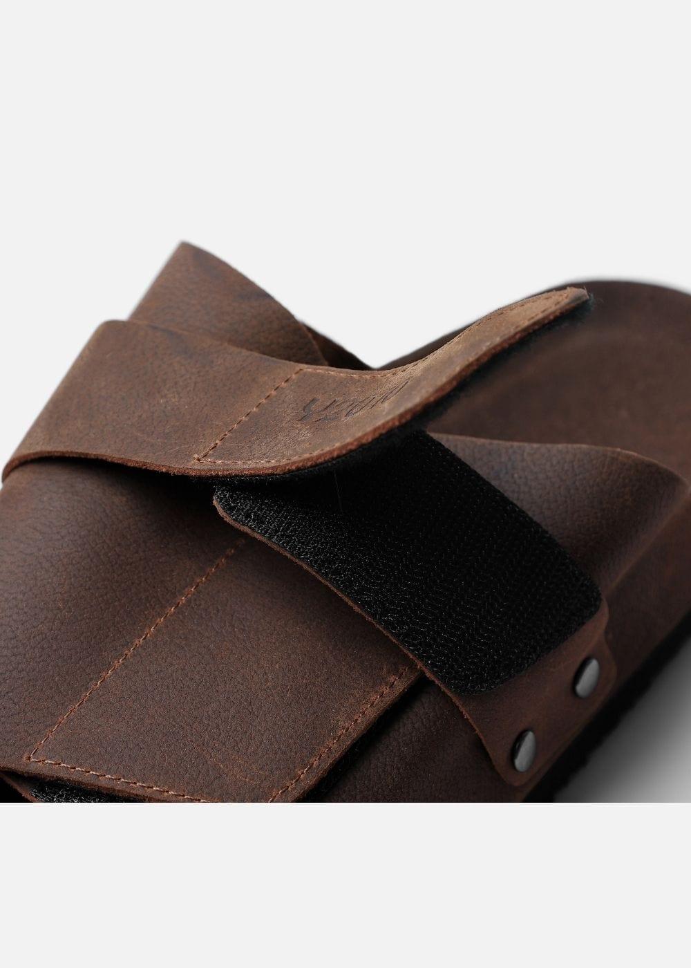 Dép Đế Trấu Slide Slipper Da Suede Mềm #Y2010 A002 Nâu Đậm - YaMe.vn