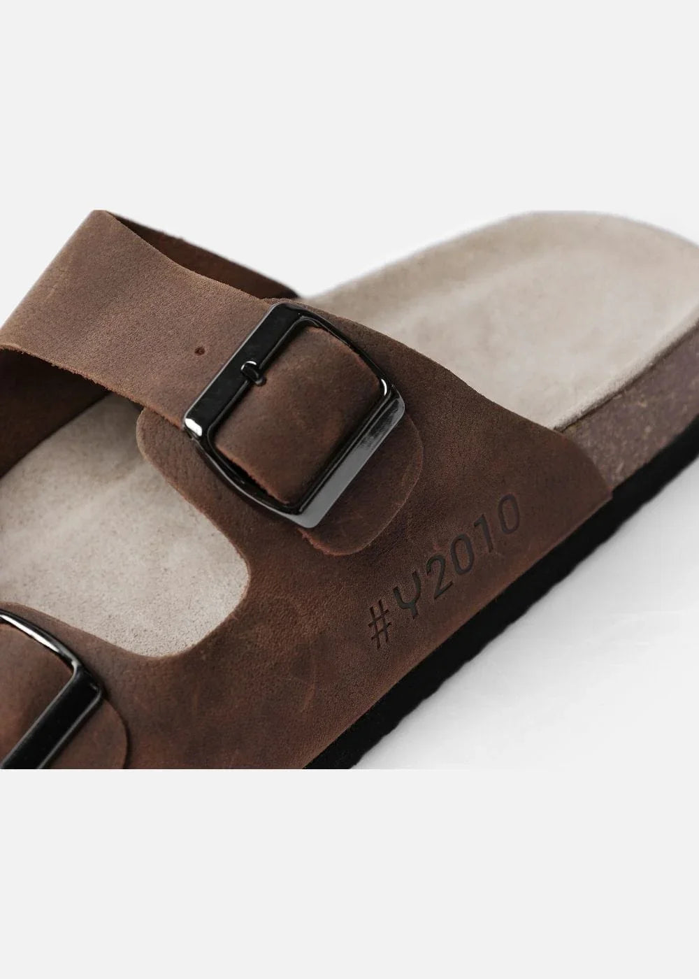 Dép Đế Trấu Two-strap Slides Da Suede Mềm #Y2010 A003 Nâu Đậm - YaMe.vn