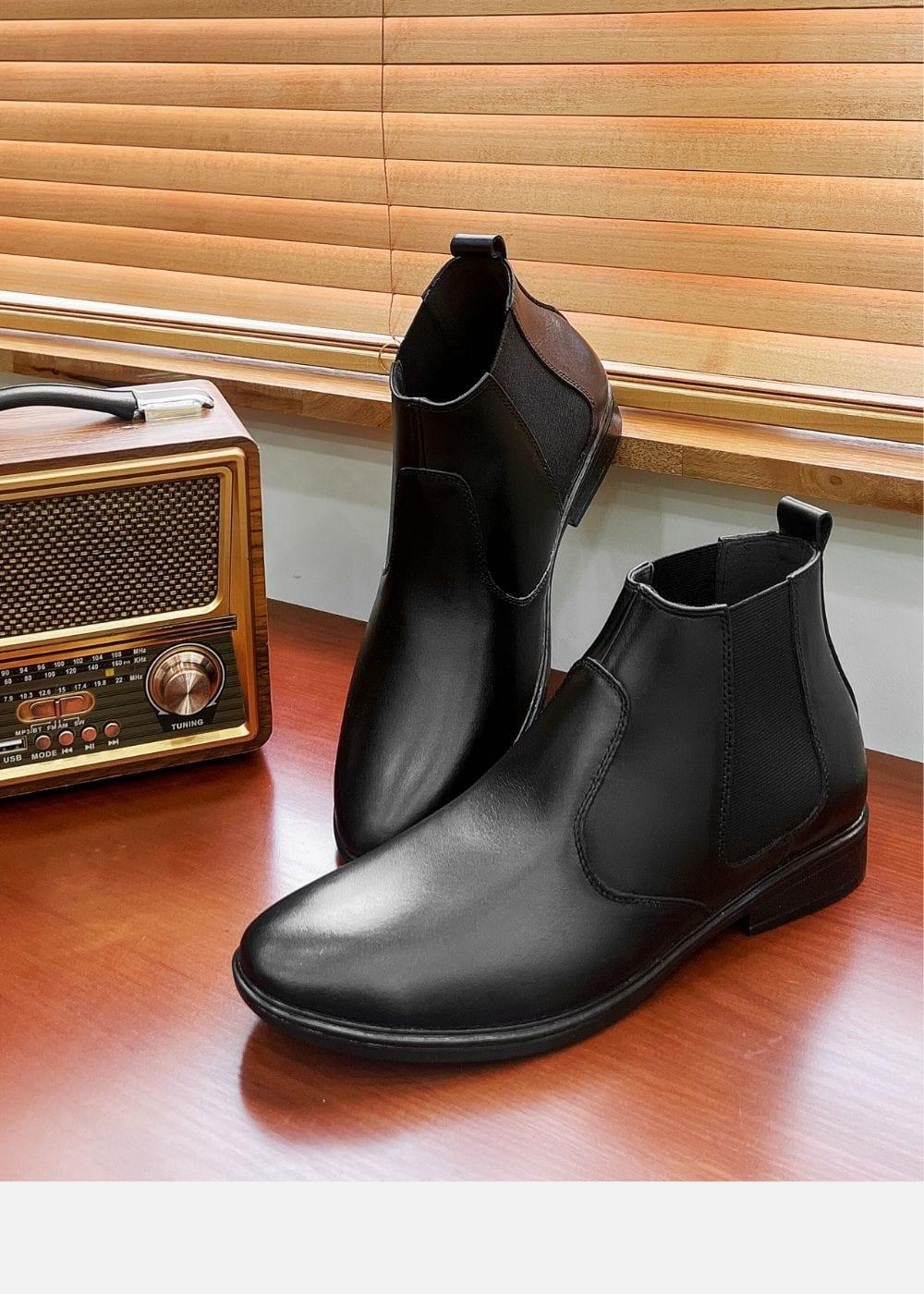 Giày Boots Real Leather 01 Đen - YaMe.vn
