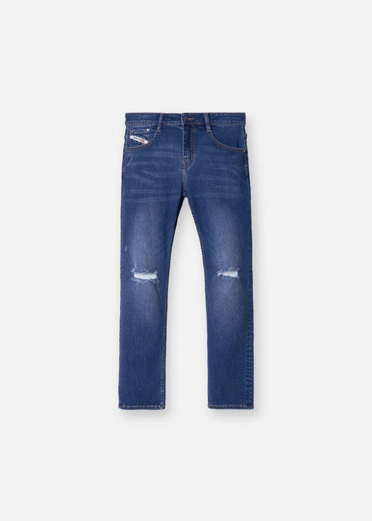 Quần Jeans Slimfit Rách Gối Co Giãn The Original M052 Xanh Dương - YaMe.vn