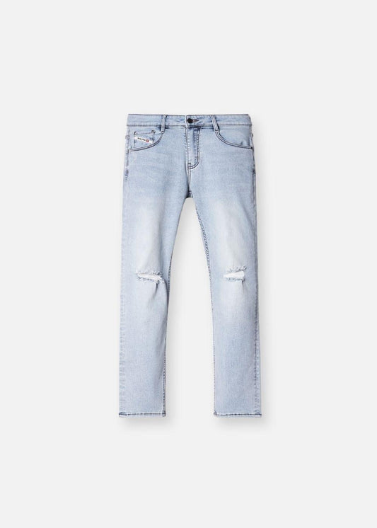 Quần Jeans Slimfit Rách Gối Co Giãn The Original M052 Xanh Dương Nhạt - YaMe.vn