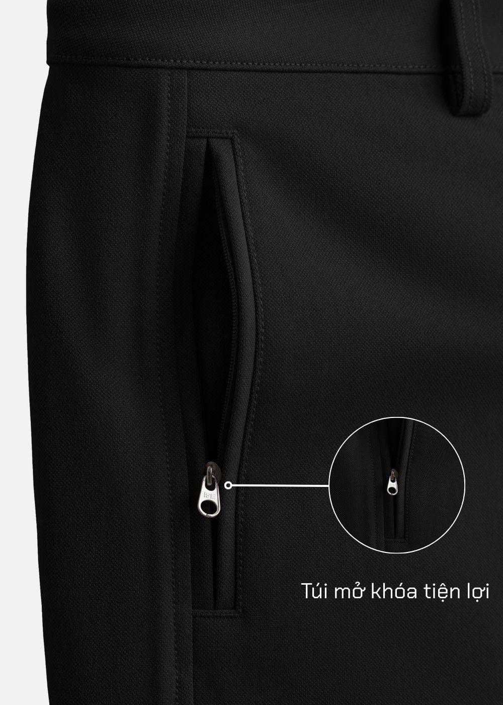 Quần short Kaki Túi Khóa Kéo The Weekend 22 Đen - YaMe.vn