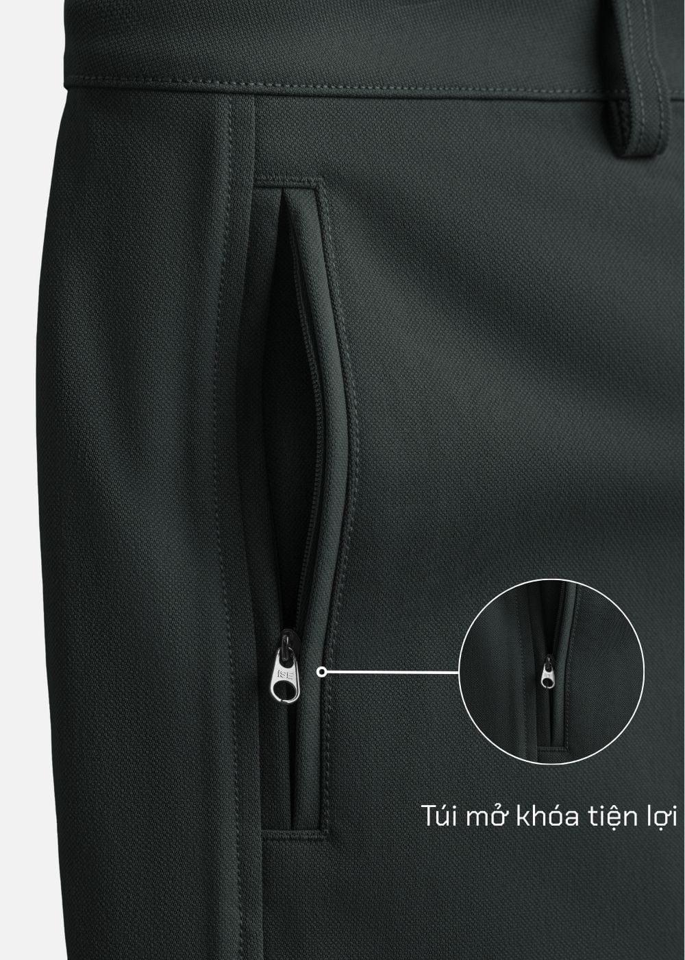 Quần short Kaki Túi Khóa Kéo The Weekend 22 Xanh Lá Đậm - YaMe.vn