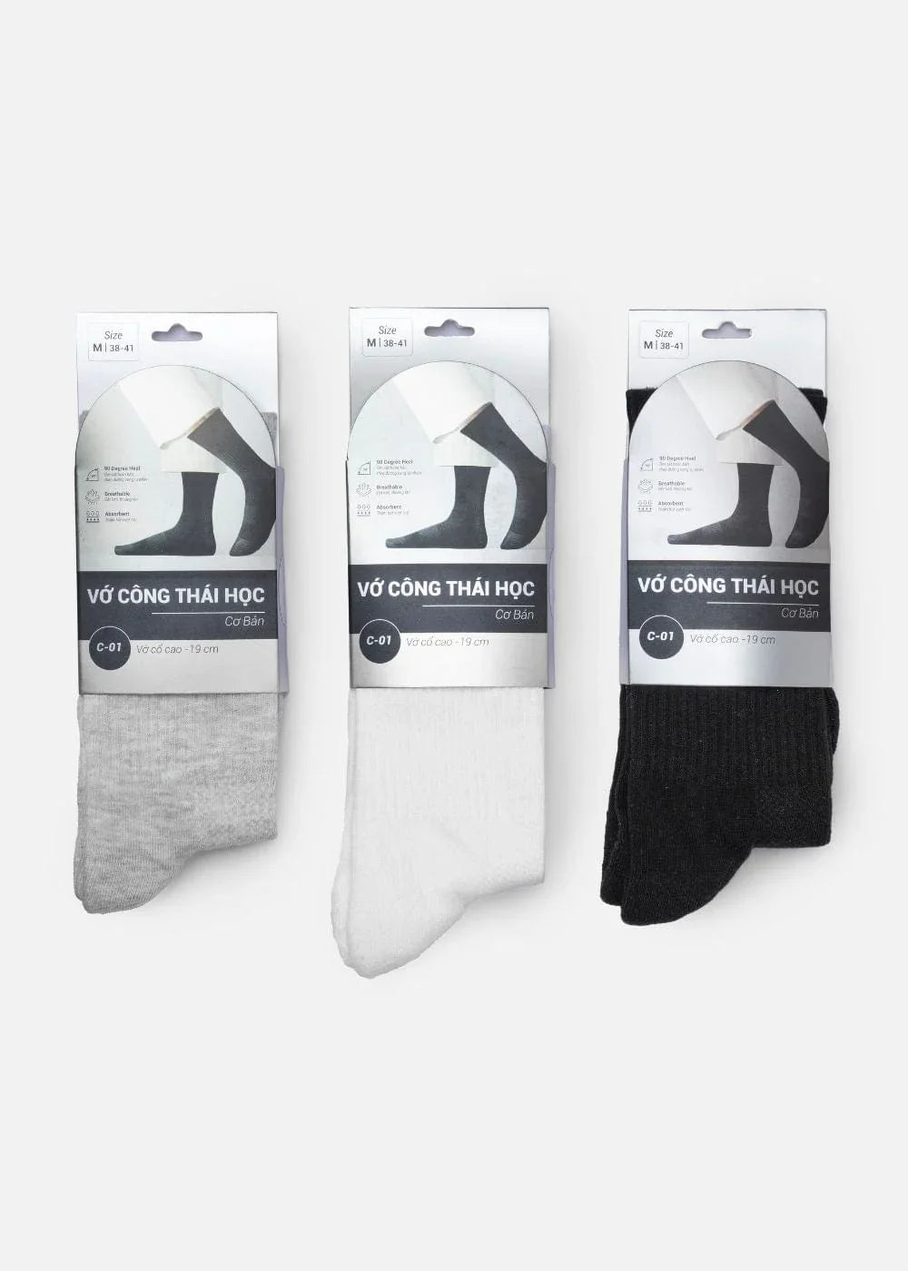 Vớ Cổ Trung Công Thái Học 90° Dệt Lưới Thoáng Khí C001 Đen - YaMe.vn