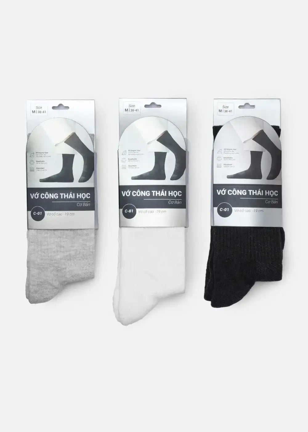 Vớ Cổ Trung Công Thái Học 90° Dệt Lưới Thoáng Khí C001 Trắng - YaMe.vn