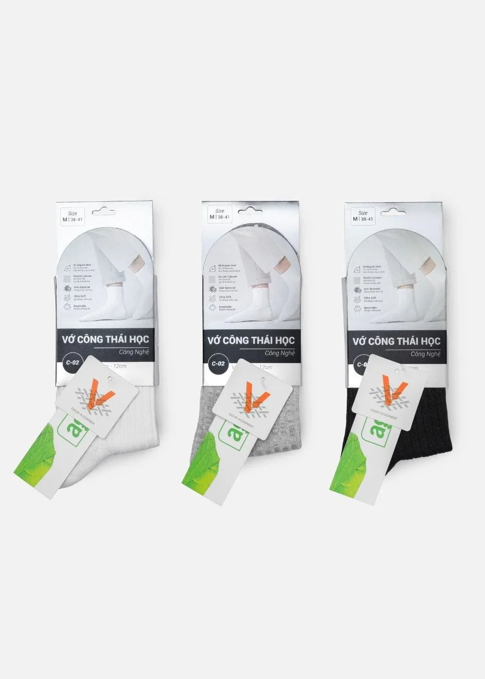 Vớ Cổ Trung Công Thái Học 90° Kháng Khuẩn Khử Mùi C002 Đen - YaMe.vn