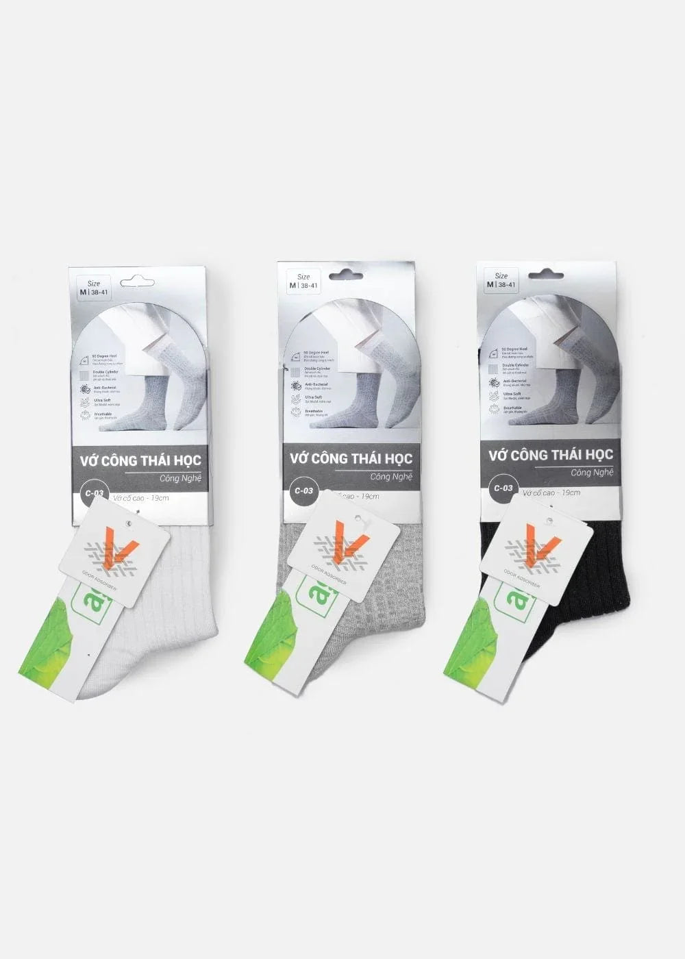 Vớ Cổ Trung Công Thái Học 90° Kháng Khuẩn Khử Mùi #Y2010 C003 Xám - YaMe.vn