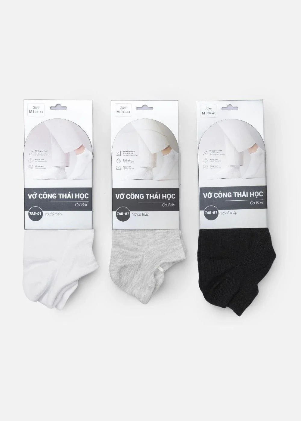 Vớ Cổ Ngắn Công Thái Học 90° Dệt Lưới Thoáng Khí #Y2010 TAB001 Đen - YaMe.vn
