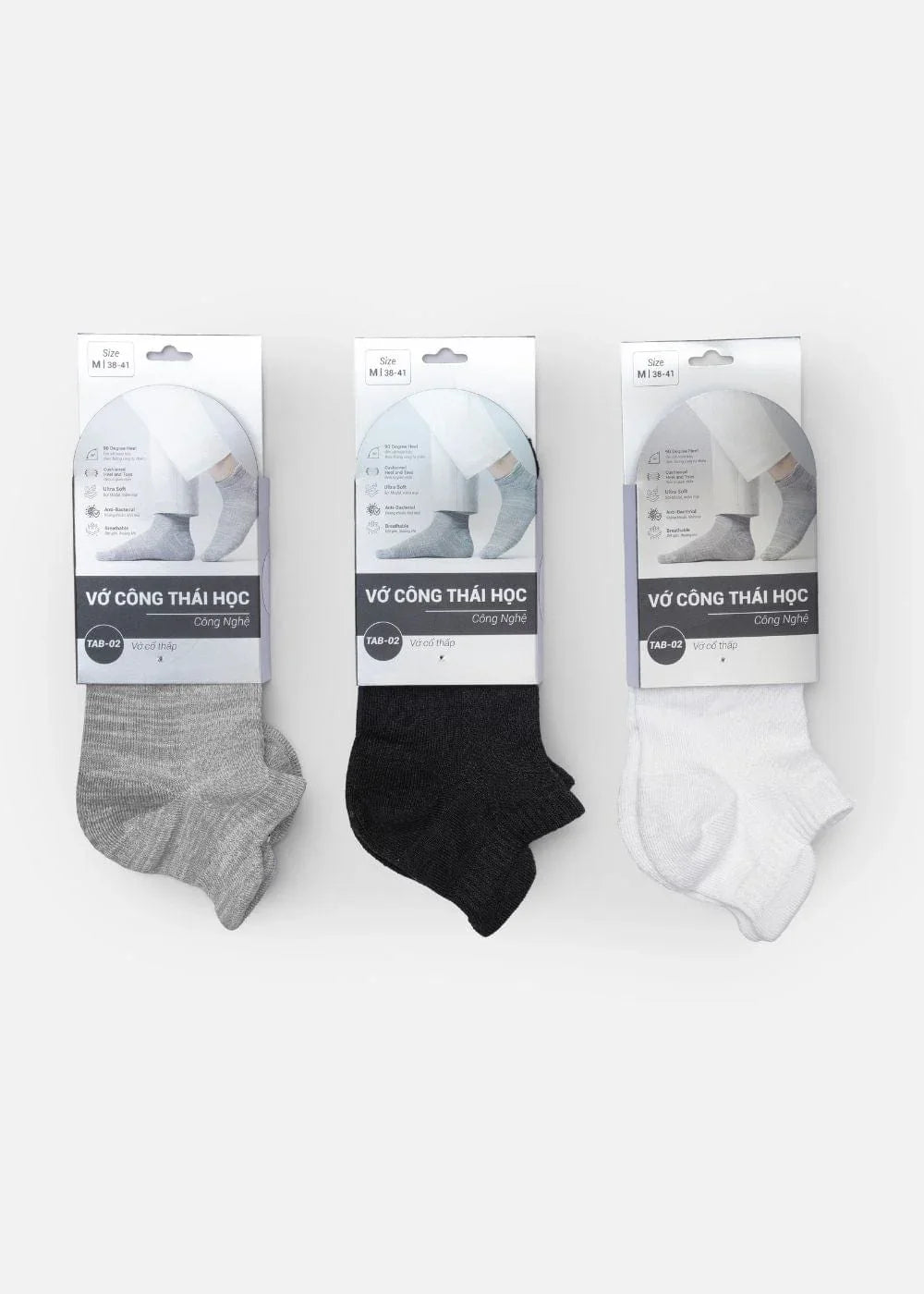 Vớ Cổ Ngắn Công Thái Học 90° Đệm Xù Giảm Chấn #Y2010 TAB002 Xám Nhạt - YaMe.vn