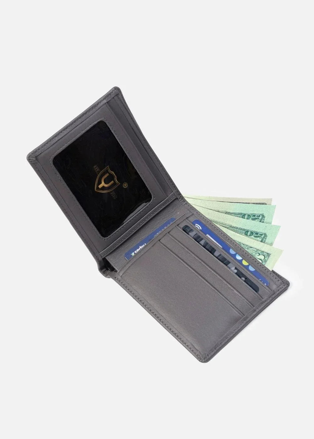 Ví Ngang Da Bò #Y2010 DB001 Xám Đậm - YaMe.vn