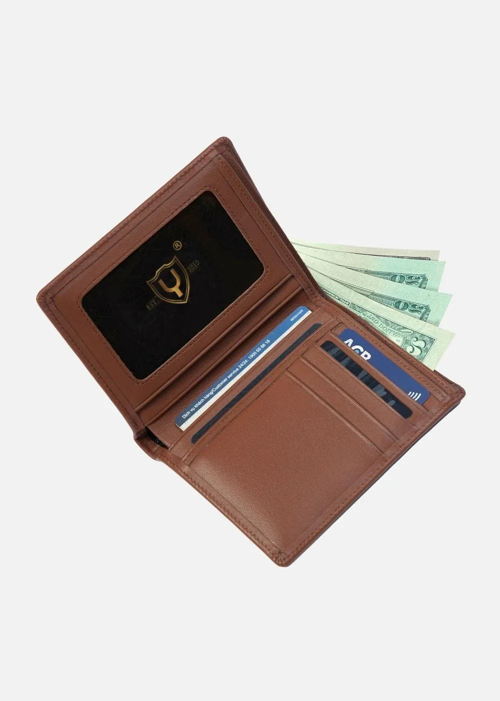 Ví Đứng Da Bò #Y2010 DB002 Nâu Đậm - YaMe.vn