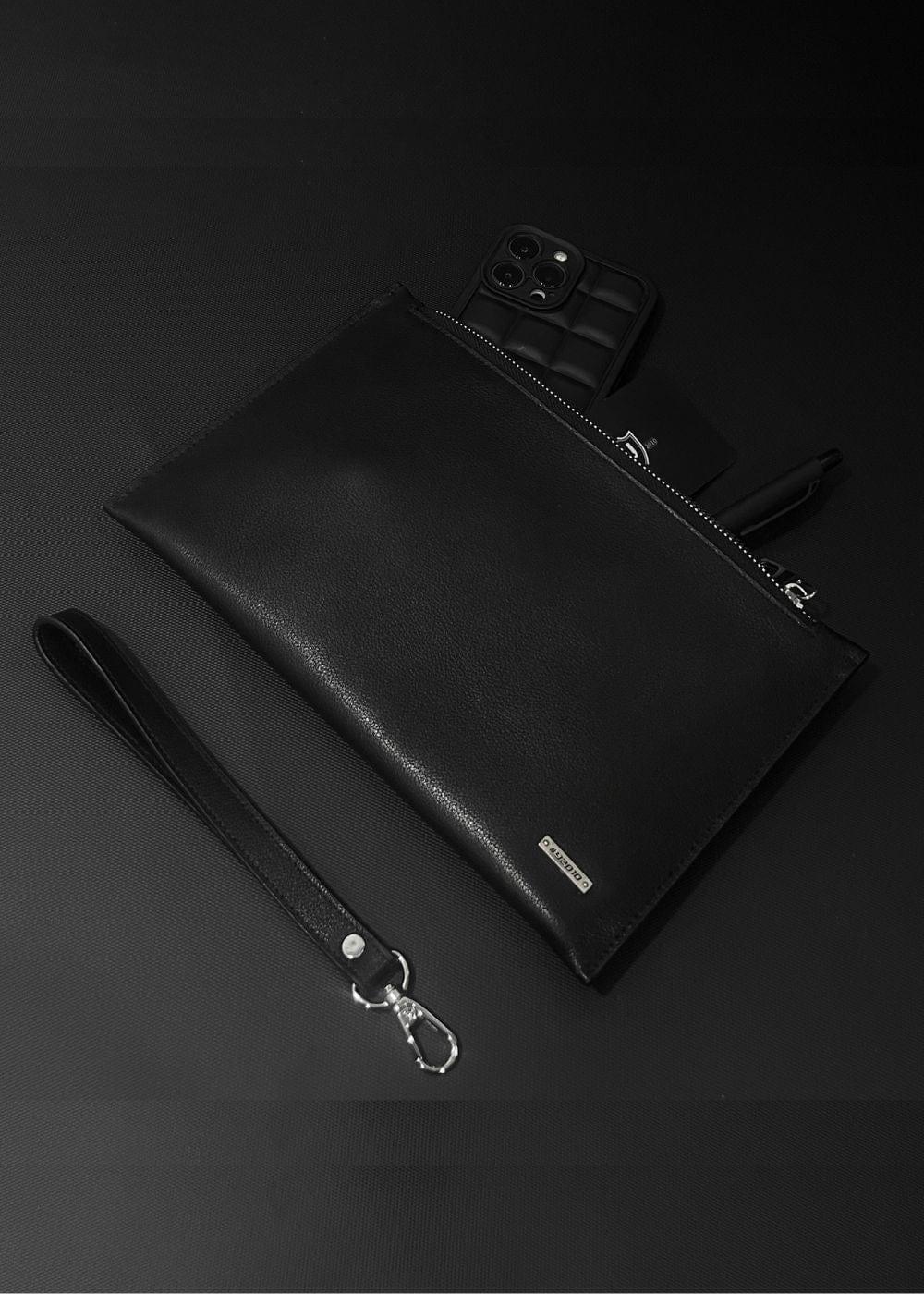 Ví Cầm Tay Da Bò Ý #Y2010 M4 Đen - YaMe.vn