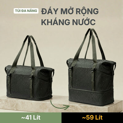 Túi trống du lịch bự chà bá, nới rộng gáy nhét quần áo đi Vũng Tàu 3 ngày vô tư.