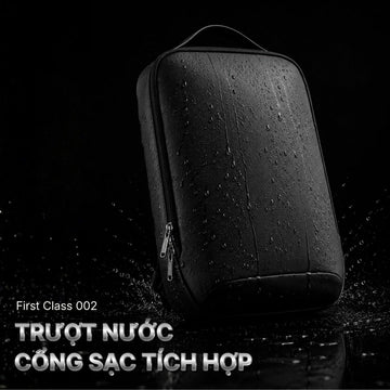 Balo First Class 002: Kết cấu vải 900HD phủ PUL và giải pháp sạc rảnh tay chuyên dụng