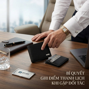 Đi gặp đối tác mà xài chiếc ví bong tróc, dày cộp làm mất điểm thanh lịch. Nâng cấp ngay ví da thật!
