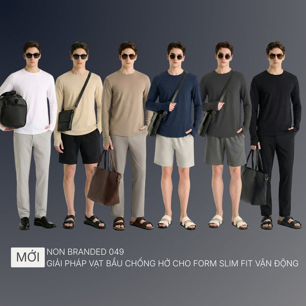 Áo Thun Non Branded 049: Giải pháp vạt bầu chống hở cho phom Slim Fit vận động.