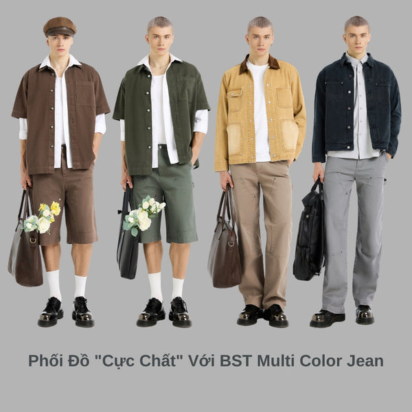 Chán Màu Xanh Truyền Thống? 5 Cách Phối Đồ Cực Chất Với BST Multi Color Jean (Nâu, Xám, Rêu)