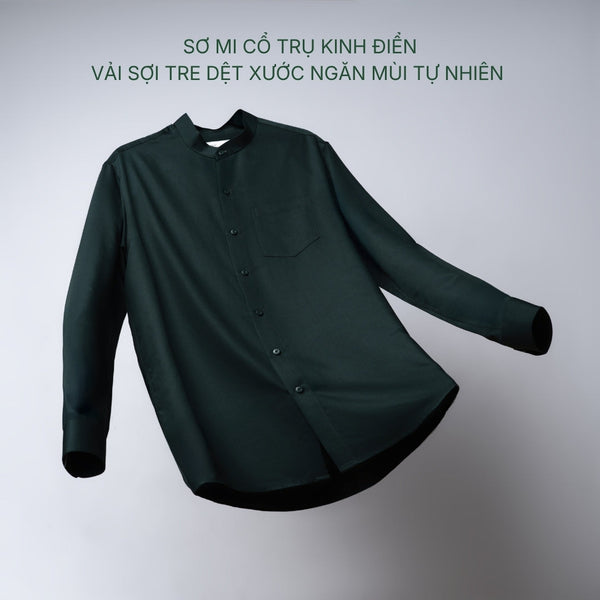 Sơ mi cổ trụ The CEO 009: Cấu trúc vân nổi Slub hạn chế tình trạng vải dính sát vào da