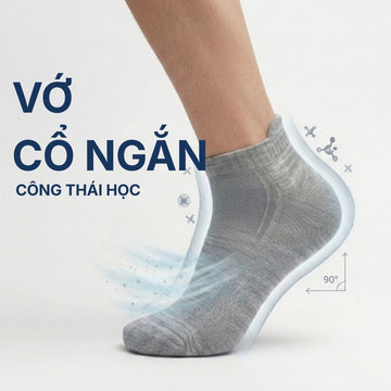 Vớ #Y2010 127: Cấu trúc dệt đệm xù giảm chấn và giải pháp chống tuột gót công thái học