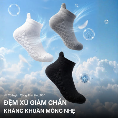 Giải pháp dệt vuông góc chống tuột và đệm hạt giảm ê chân trên mẫu vớ cổ ngắn #Y2010 128