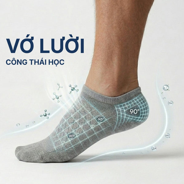 Vớ lười #Y2010 129: Giải pháp dệt 90 độ chống tuột gót, siêu mềm mịn và khử mùi hiệu quả