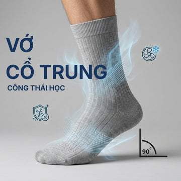 Vớ Cổ Trung #Y2010 132: Xử lý triệt để tình trạng tuột gót và lằn chân bằng kỹ thuật dệt 90°