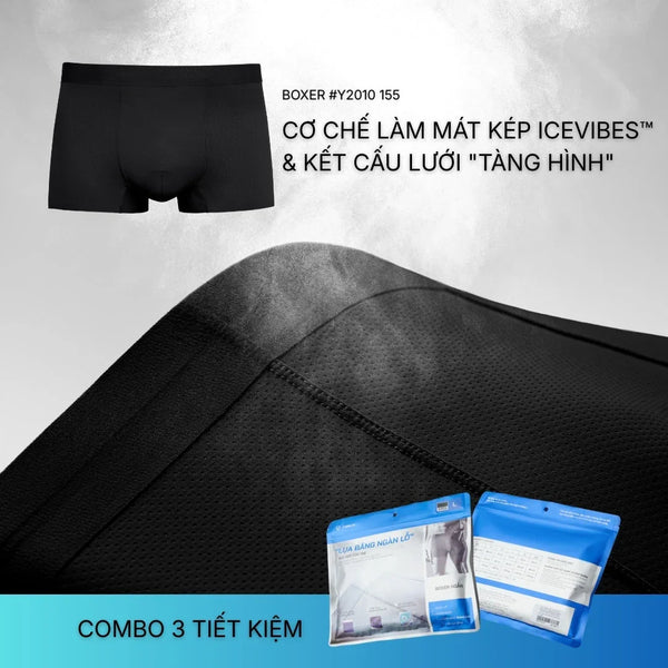 Trải Nghiệm Quần Lót Nam Boxer #Y2010 155: Cơ Chế Làm Mát Kép IceVibes™ & Kết Cấu Lưới "Tàng Hình"
