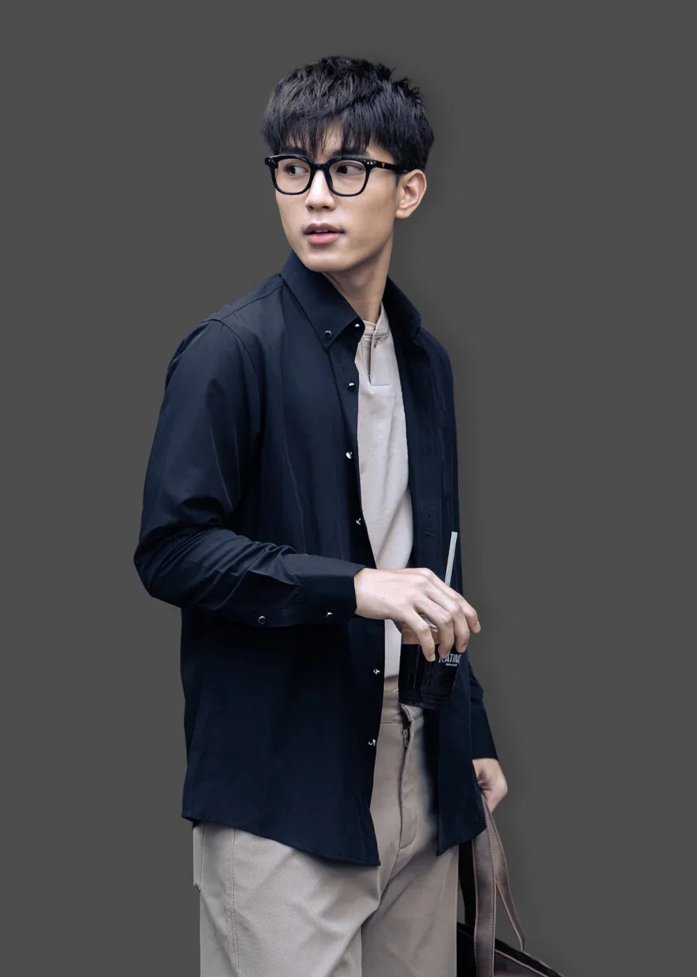 Áo Sơ Mi Tay Dài Vải Bamboo Kháng Khuẩn The CEO 007 Đen - YaMe.vn