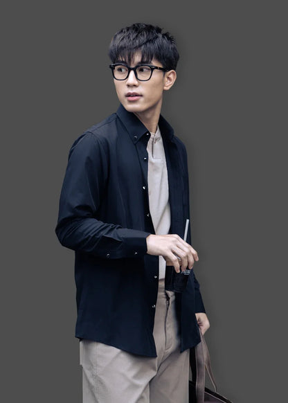 Áo Sơ Mi Tay Dài Vải Bamboo Kháng Khuẩn The CEO 007 Đen - YaMe.vn