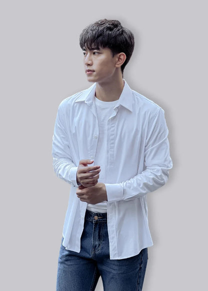 Áo Sơ Mi Tay Dài Vải Hoa Hồng Kháng Khuẩn The CEO 004 Trắng - YaMe.vn