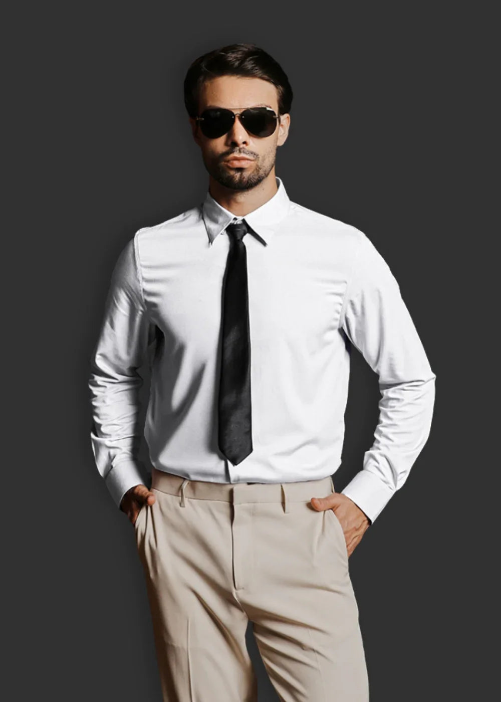 Áo Sơ Mi Tay Dài Vải Ngải Cứu Kháng Khuẩn The CEO 001 Trắng - YaMe.vn